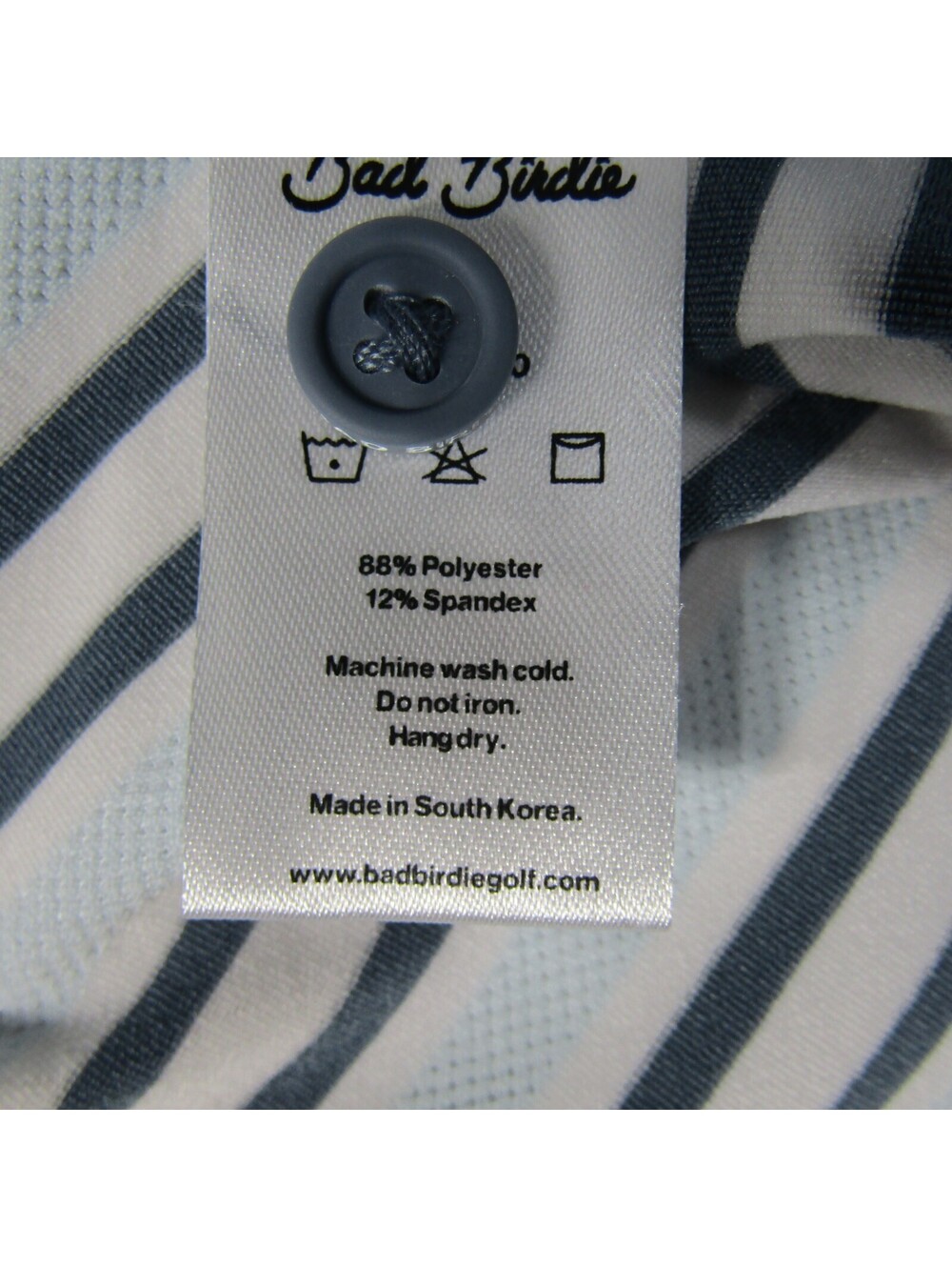 New Bad Birdie Striped Polo Shirt Men's XL White Blue - Picture 4 of 6